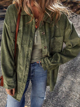 EZwear Women's Solid Color Front Button Pocket Long Sleeve Casual Shirt